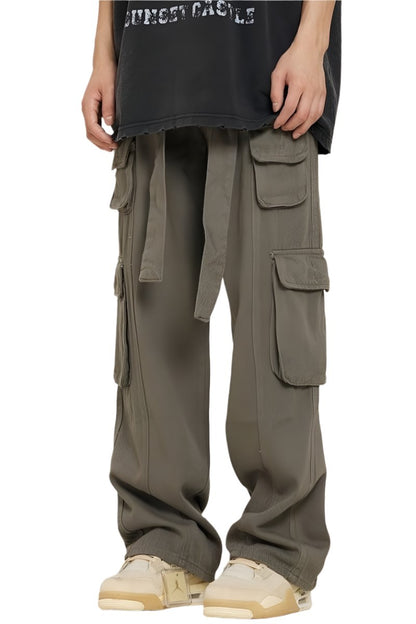 Multi Pocket Straight Trousers - Keystreetwear