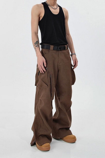 Split Straight Loose Trousers - Keystreetwear