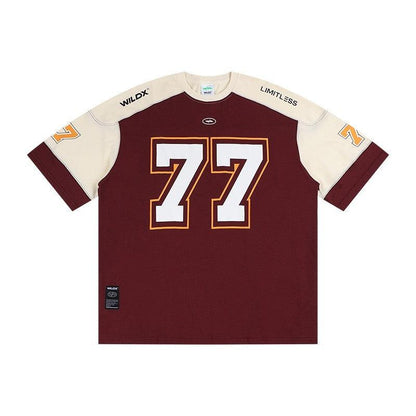 WildX 77 Hockey Jersey Burgundy Red - Keystreetwear