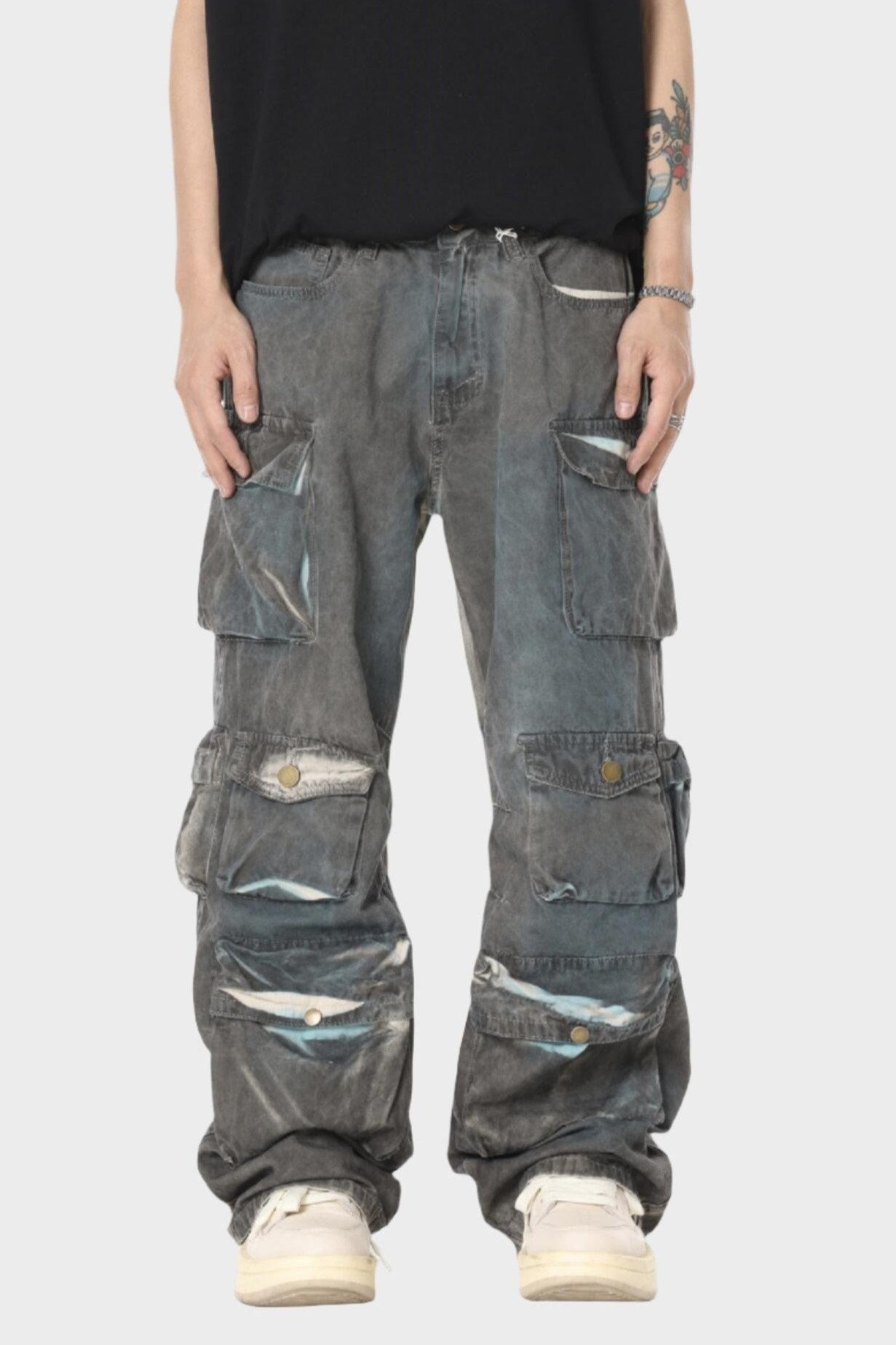 Btsg Distressed Gradient Workwear Jeans - Keystreetwear