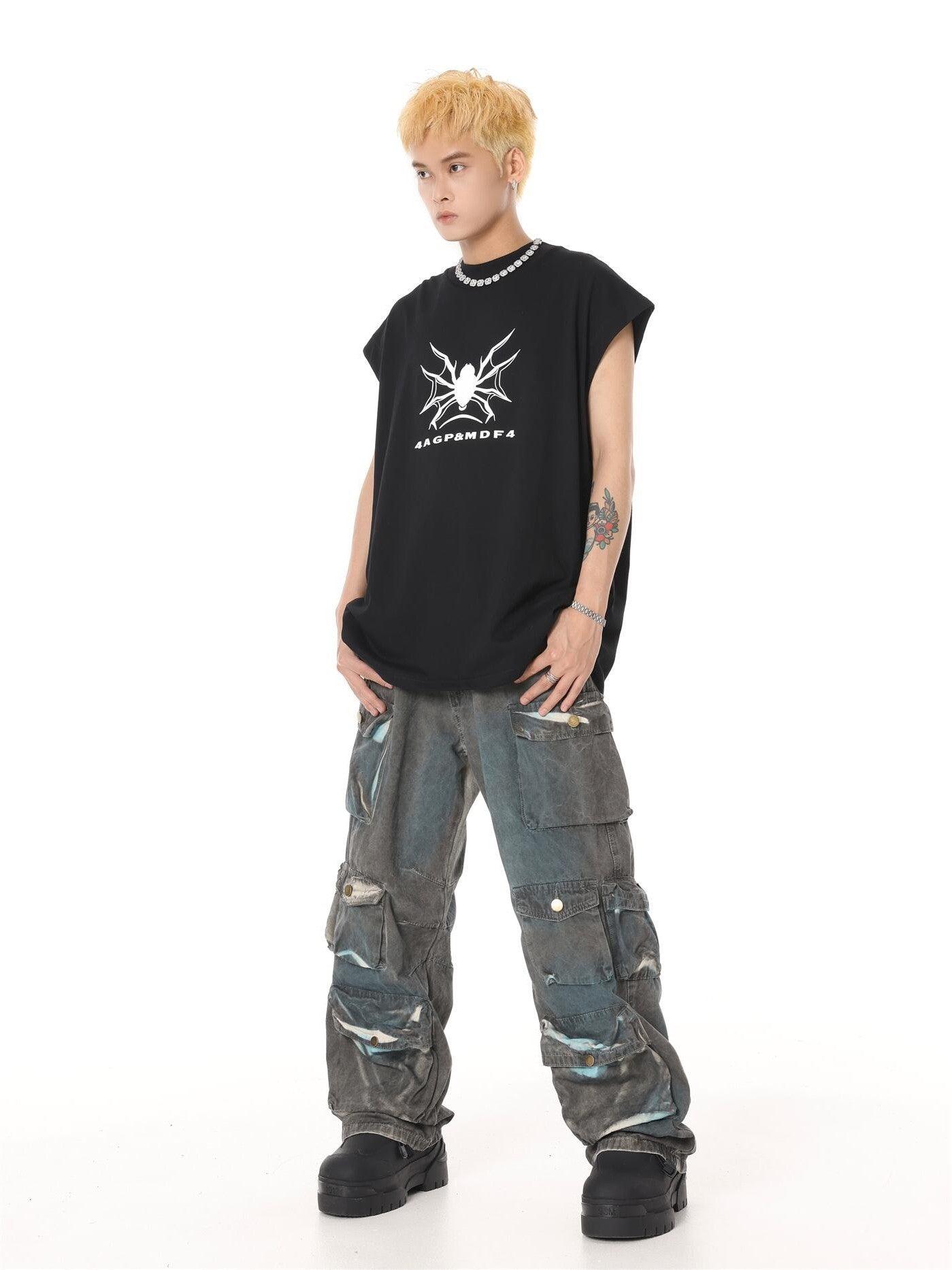 Btsg Distressed Gradient Workwear Jeans - Keystreetwear