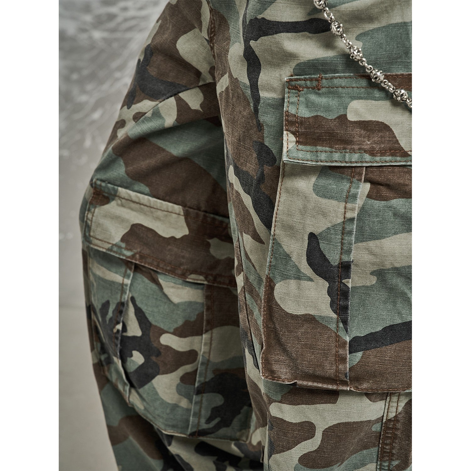 Camouflage Flared Pants - Bag Pocket Details - Keystreetwear