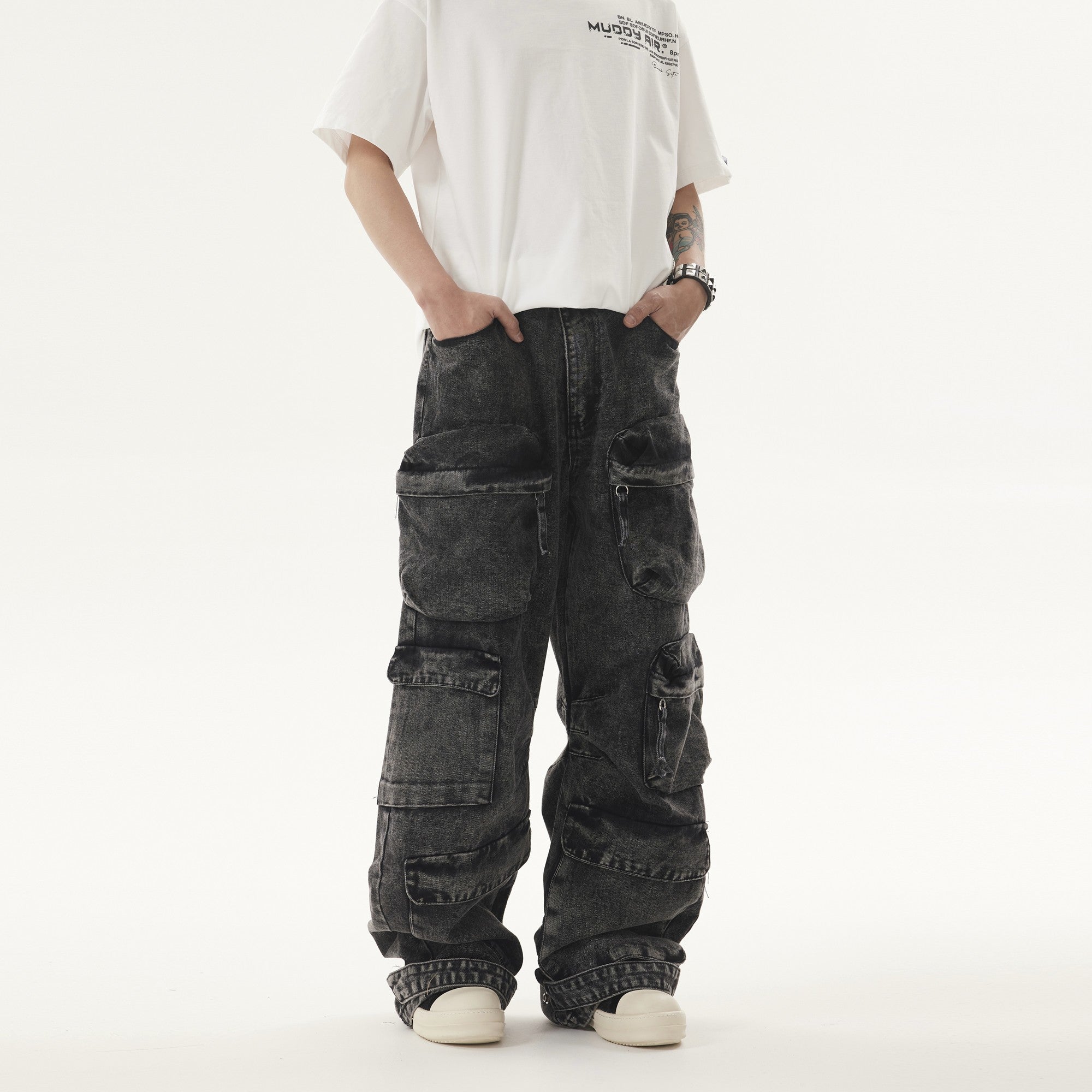 Heavy Distressed Pants Black - Streetwear