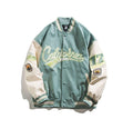 California Leather Baseball Jacket Light Blue