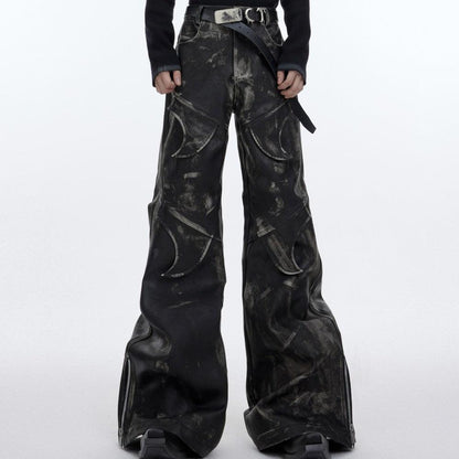 Heavyweight Split Design Casual Jeans - Keystreetwear