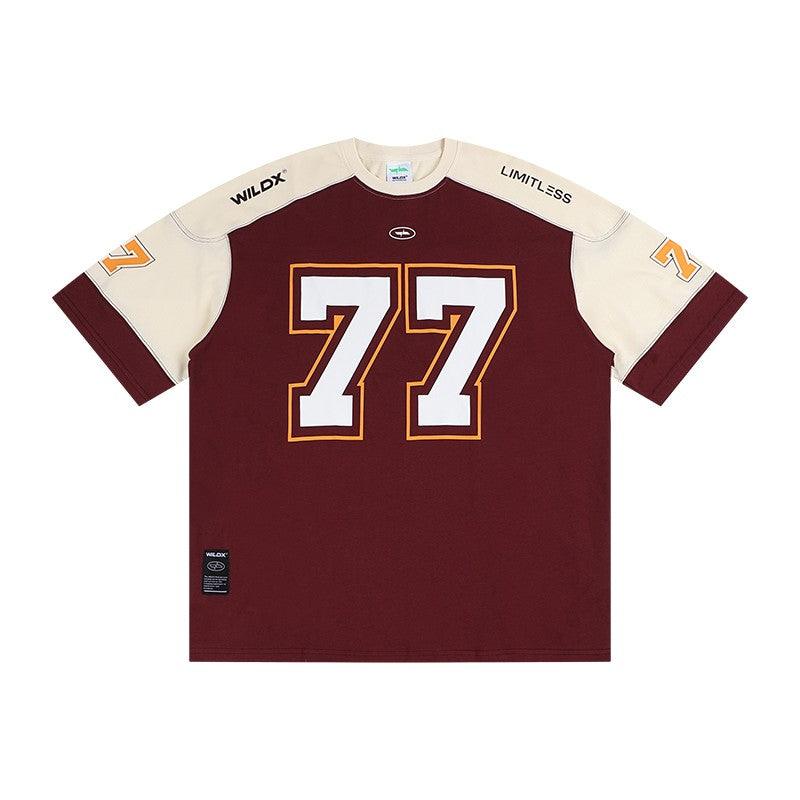 WildX 77 Hockey Jersey Shirt Burgundy Red- Keystreetwear