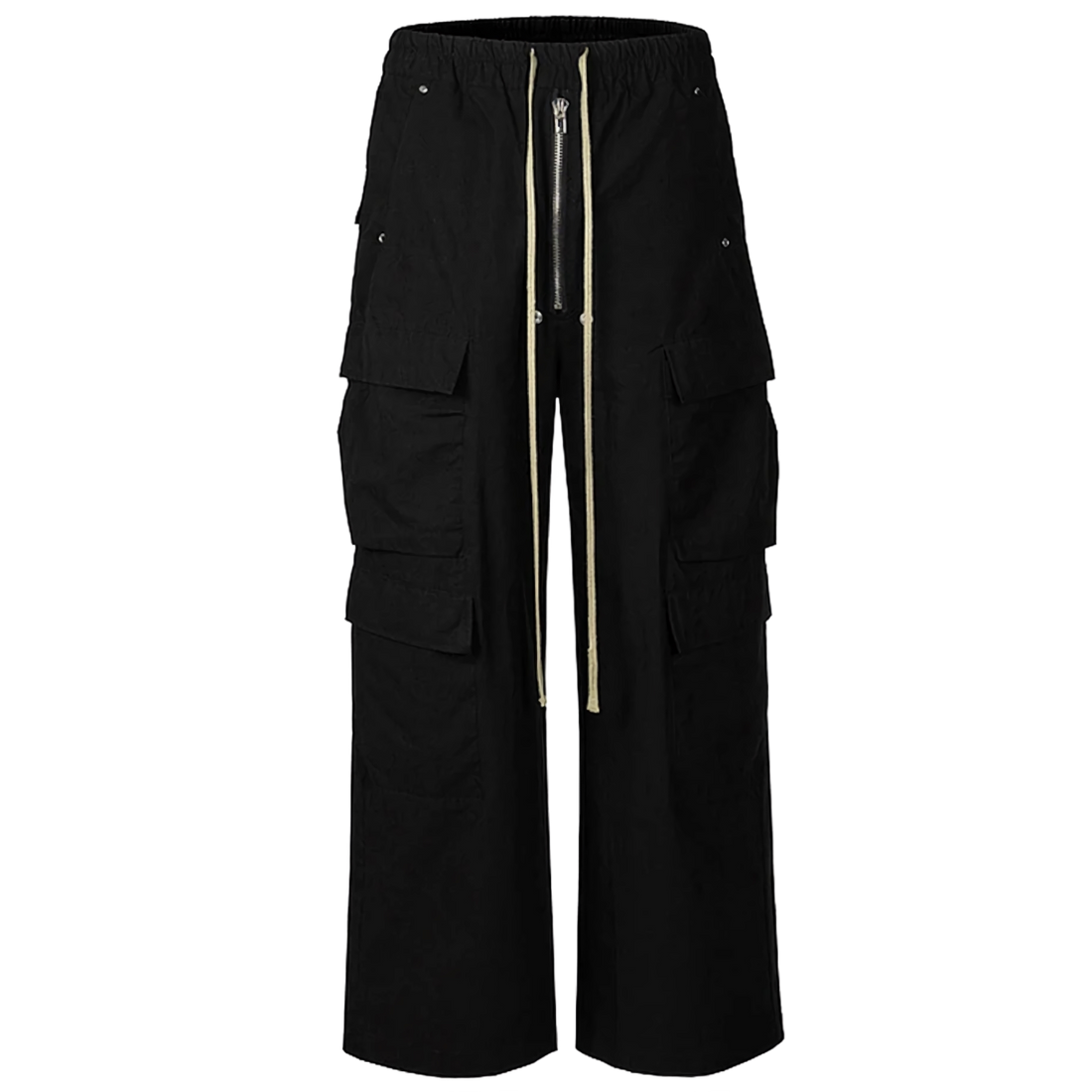 Ultra Wide Black Canvas Cargo Pants