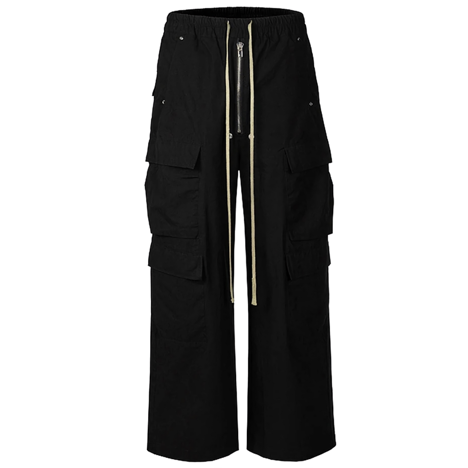 Ultra Wide Black Canvas Cargo Pants