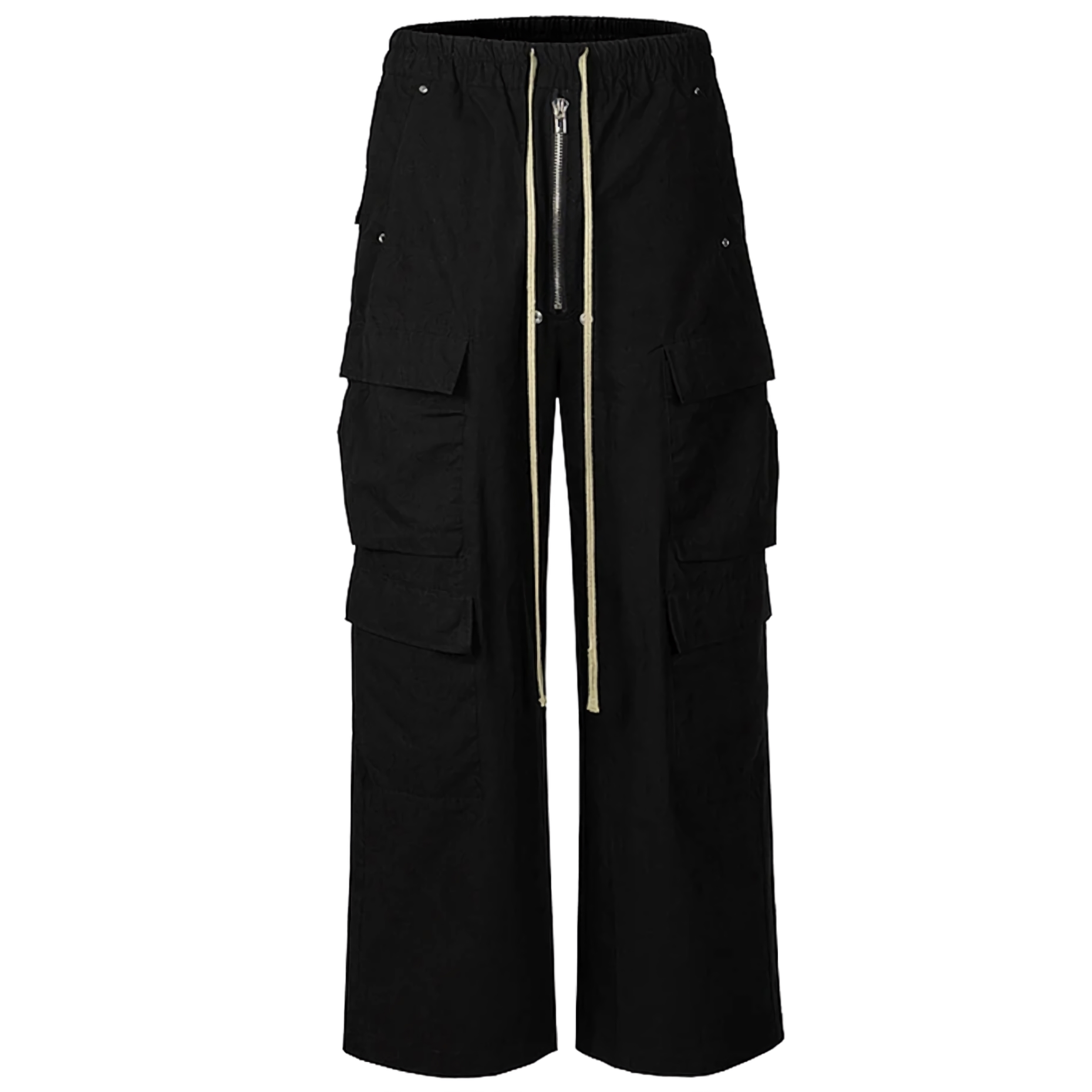 Ultra Wide Black Canvas Cargo Pants