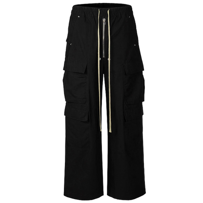 Ultra Wide Black Canvas Cargo Pants