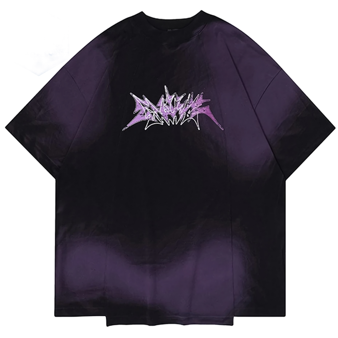 ’Monstrum’ Dark Tie Dye Graphic Print Cotton T-Shirt Purple / S Shirt