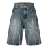 "Wide Leg Webbed Denim Shorts Blue
  – Keystreetwear"