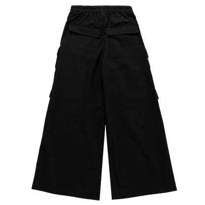 Ultra Wide Black Canvas Cargo Pants