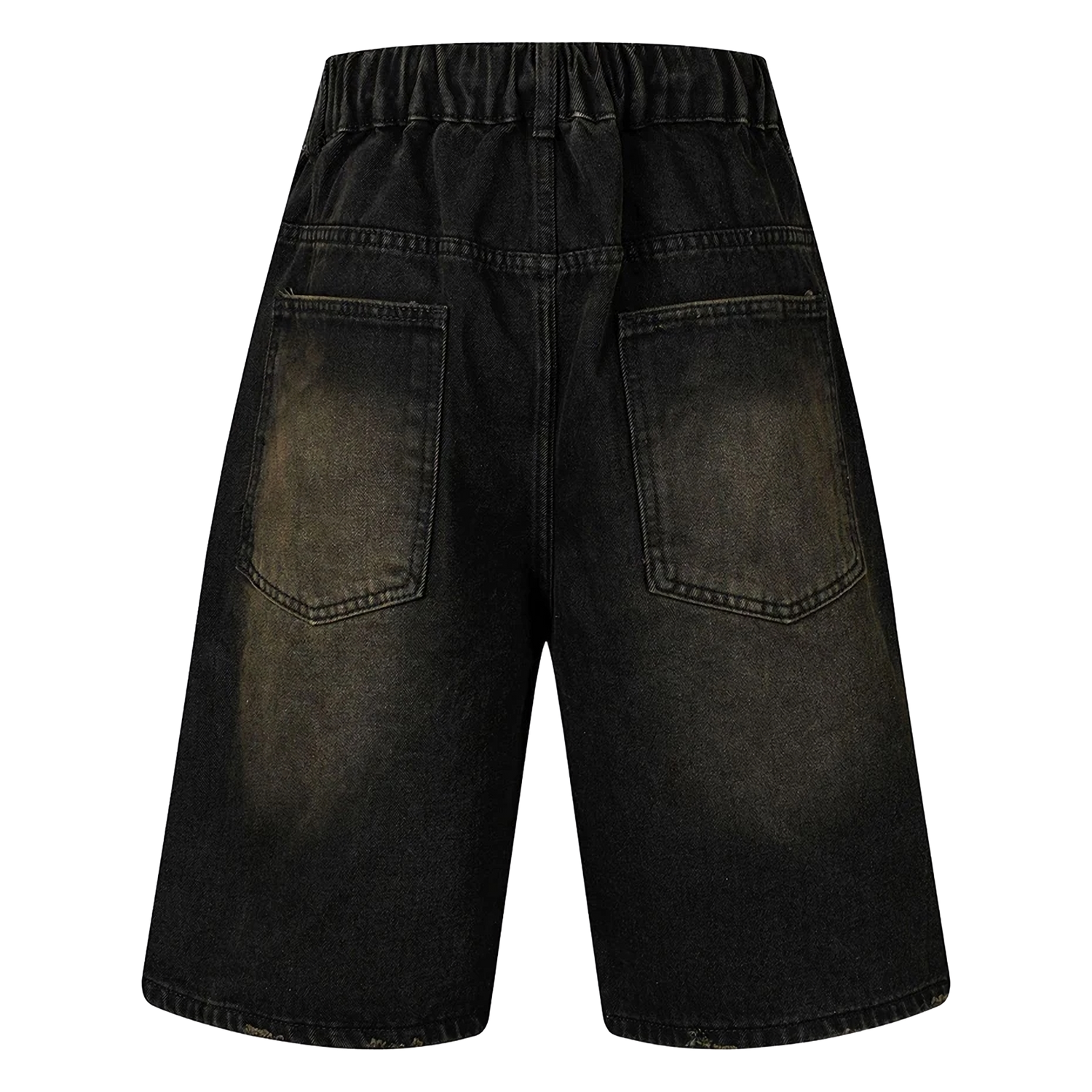 &quot;Wide Leg Webbed Denim Shorts Black Backside
  – Keystreetwear&quot;