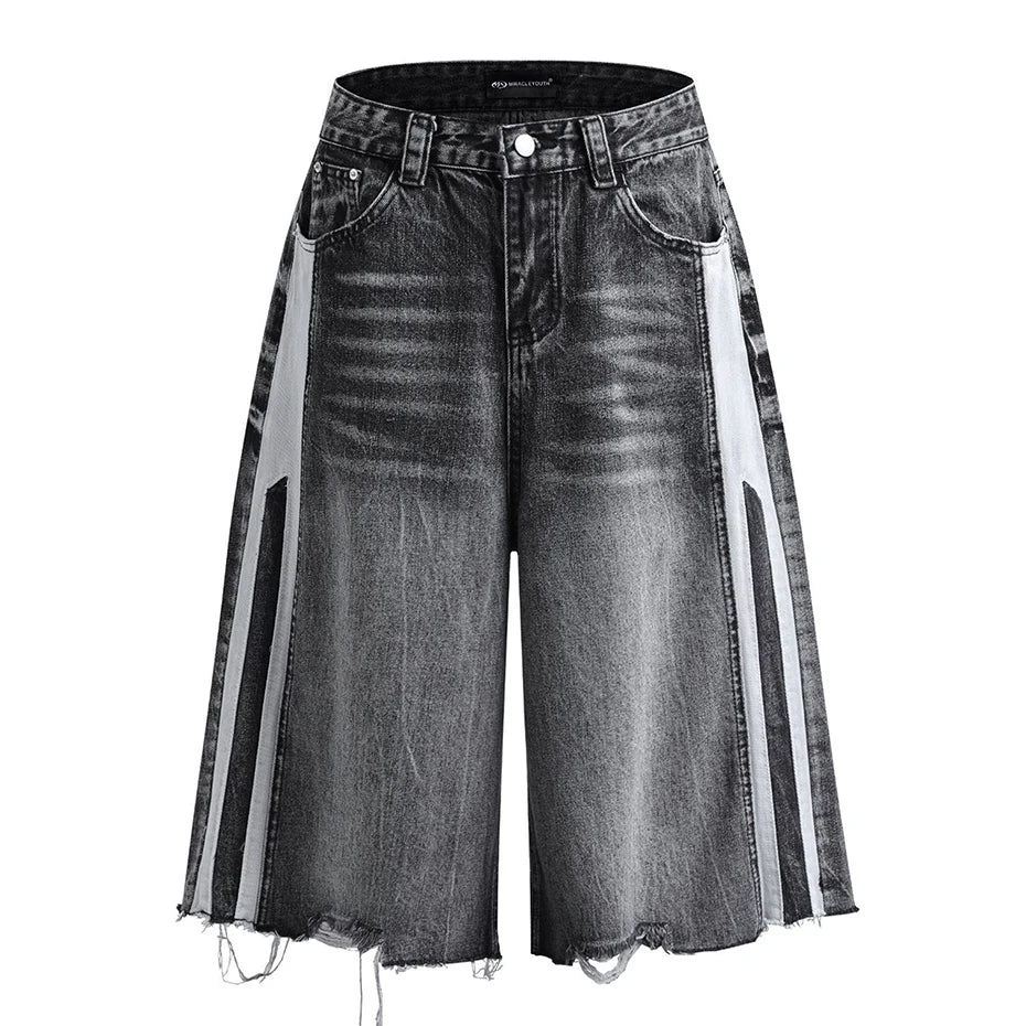 Contract Panel Baggy Denim Shorts