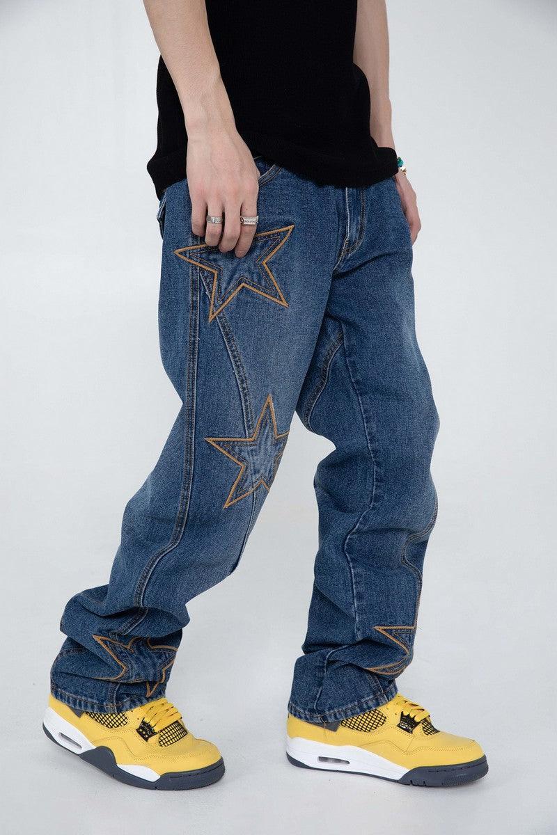 Stars Embroidered Jeans - Keystreetwear