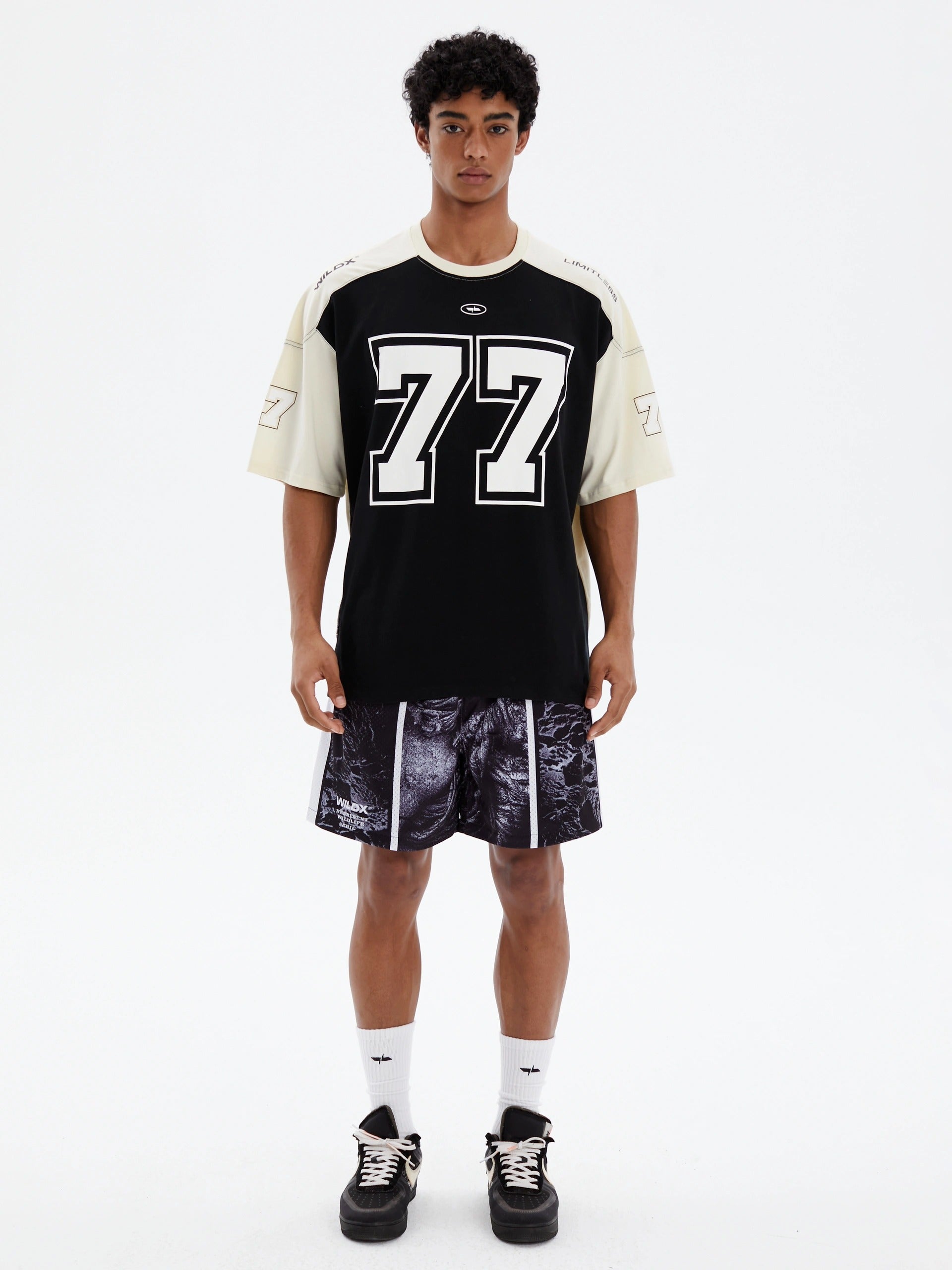 WildX 77 Hockey Jersey Shirt Black- Keystreetwear