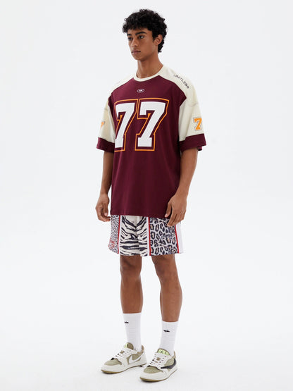 WildX 77 Hockey Jersey Shirt Burgundy Red- Keystreetwear