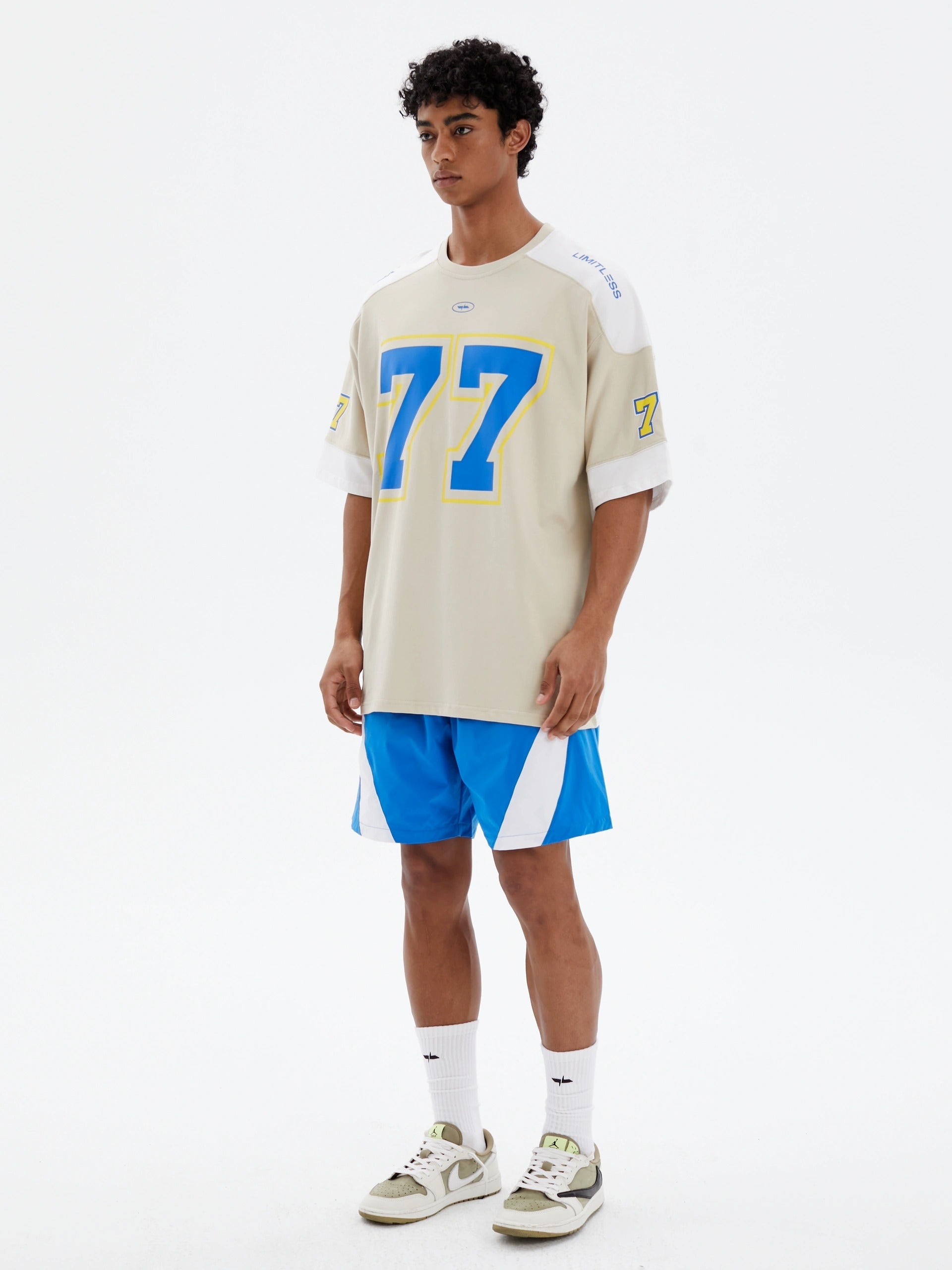 WildX 77 Hockey Jersey Shirt Khaki Blue- Keystreetwear