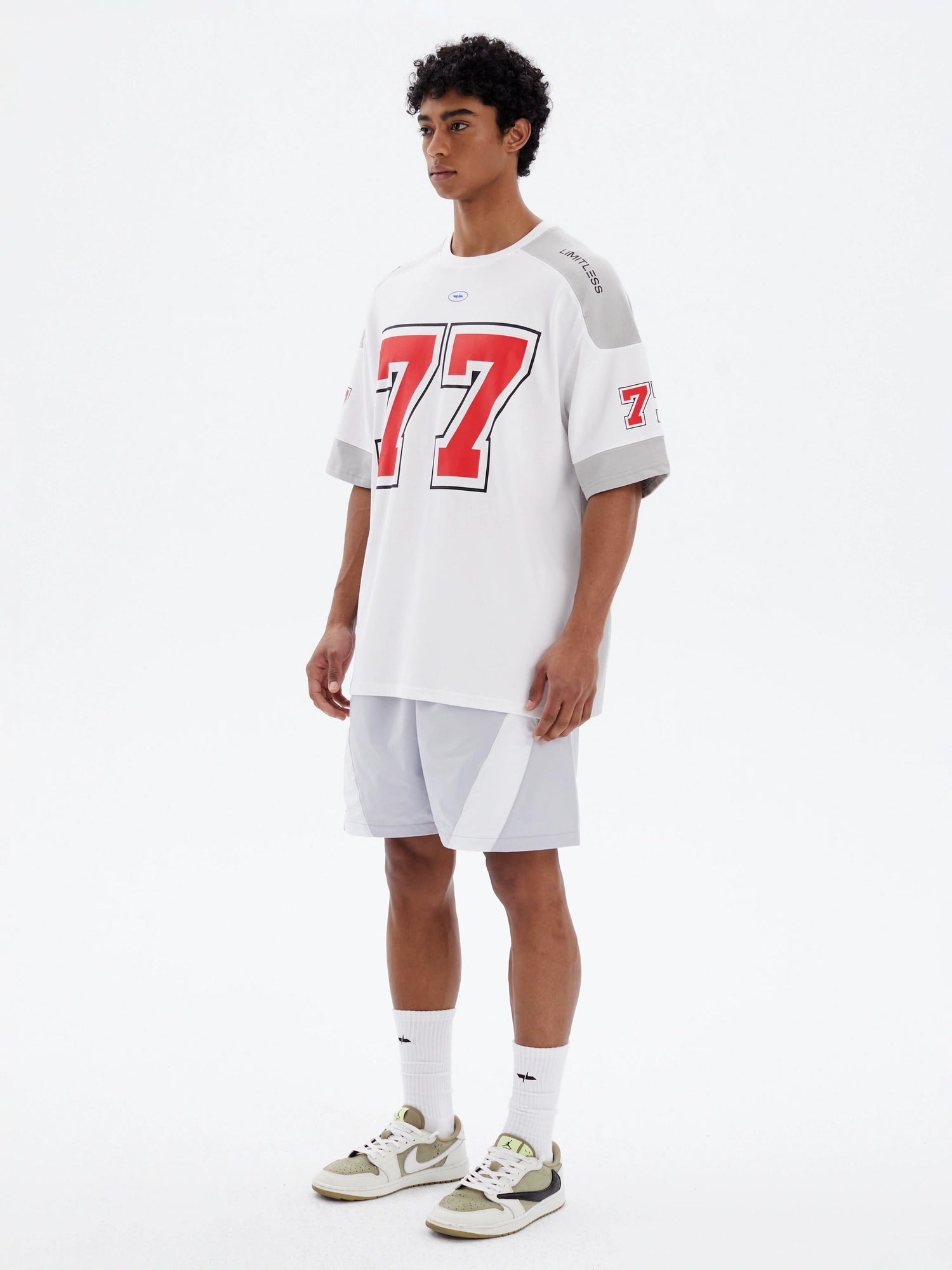 WildX 77 Hockey Jersey Shirt Space White &amp; Red- Keystreetwear