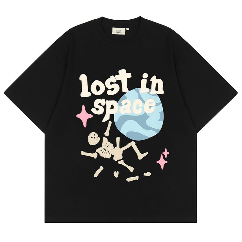 ’Lost In Space’ Graphic Print Cotton T-Shirt Black / M Tshirt