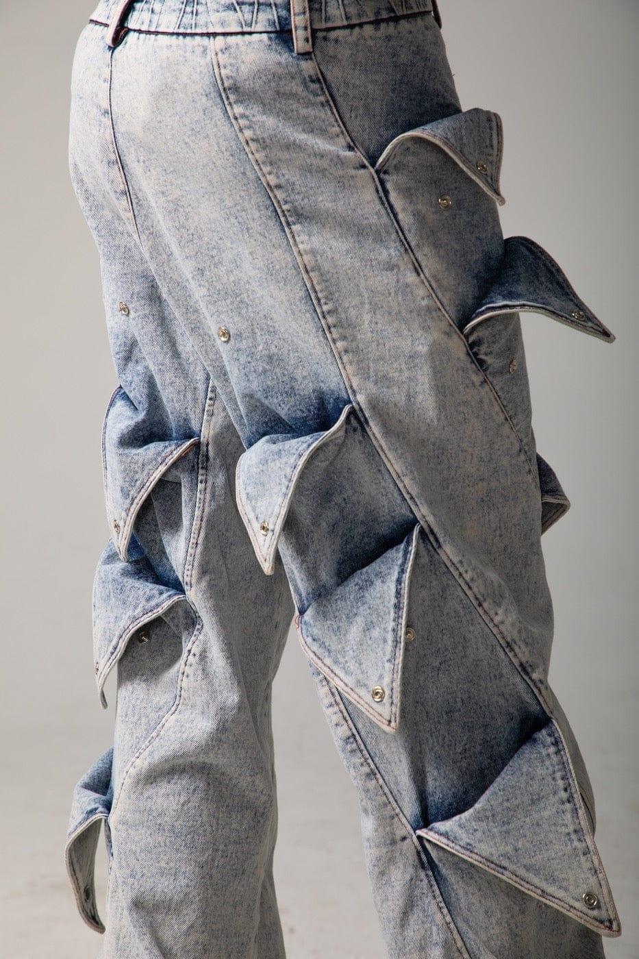 DND4DES Deconstructed Rose Petals Washed Jeans - Keystreetwear
